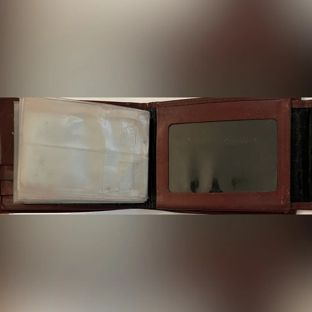 Vintage guess Mens passcase wallet buxton top grain cowhide brown